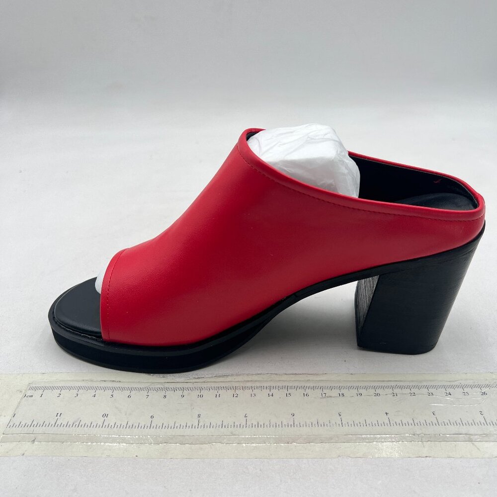 Ydn Red Open Toe Block Heel Mules Slip On Slide S… - image 2